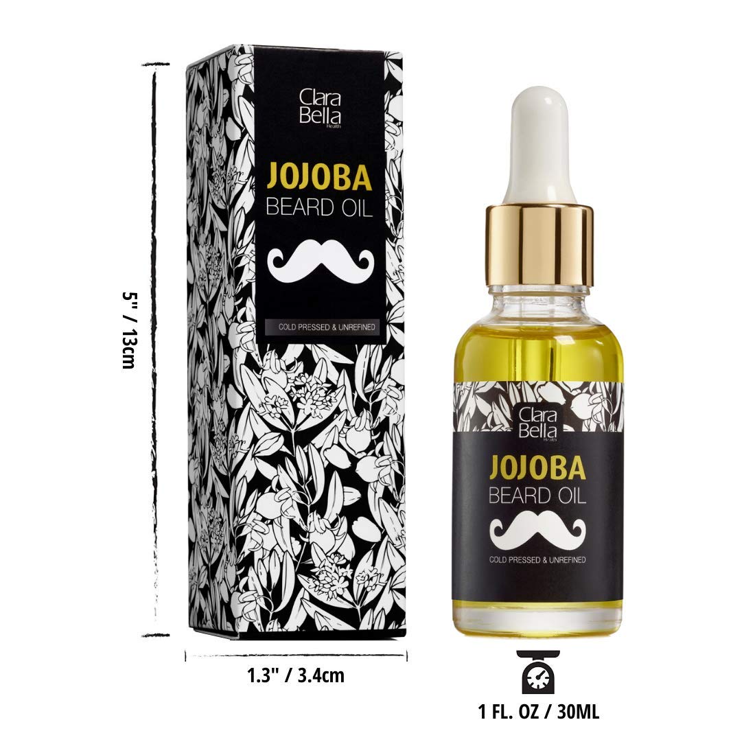 Jojoba Beard Oil for Men I 100% Pure Organic Beard Oil I Stop Itch I Unscented Beard Oil I No More Beard Dandruff I Mustache Oil I Mens Beard Oil Soften Coarse Hair, 1fl oz(30ml) (Jojoba)