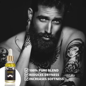 Jojoba Beard Oil for Men I 100% Pure Organic Beard Oil I Stop Itch I Unscented Beard Oil I No More Beard Dandruff I Mustache Oil I Mens Beard Oil Soften Coarse Hair, 1fl oz(30ml) (Jojoba)