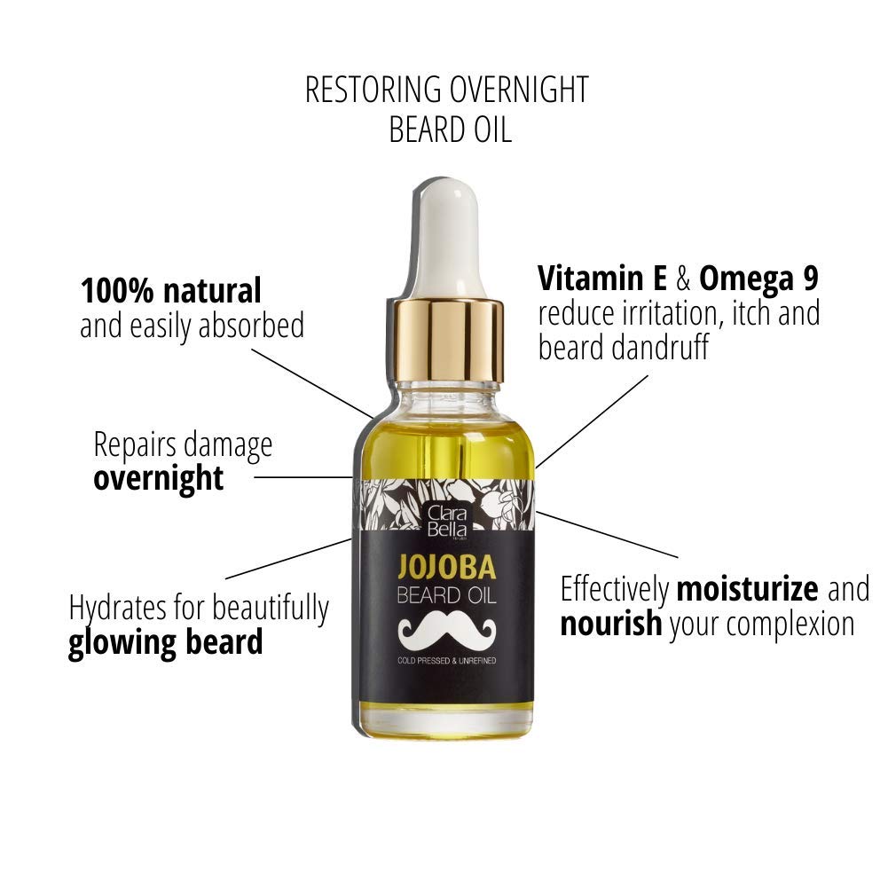 Jojoba Beard Oil for Men I 100% Pure Organic Beard Oil I Stop Itch I Unscented Beard Oil I No More Beard Dandruff I Mustache Oil I Mens Beard Oil Soften Coarse Hair, 1fl oz(30ml) (Jojoba)