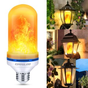 CPPSLEE LED Flame Light Bulbs, 4 Modes Fire Light Bulbs, E26 Base Flame Bulb, Holiday Decorations Outdoor Indoor Home, Lights Bulbs (Yellow, 4 Pack)