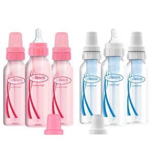 dr. brown's original baby bottles, 8oz/250ml, narrow bottle, pink and clear, 6 count