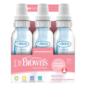 Dr. Brown's Original Baby Bottles, 8oz/250ml, Narrow Bottle, Pink and Clear, 6 Count