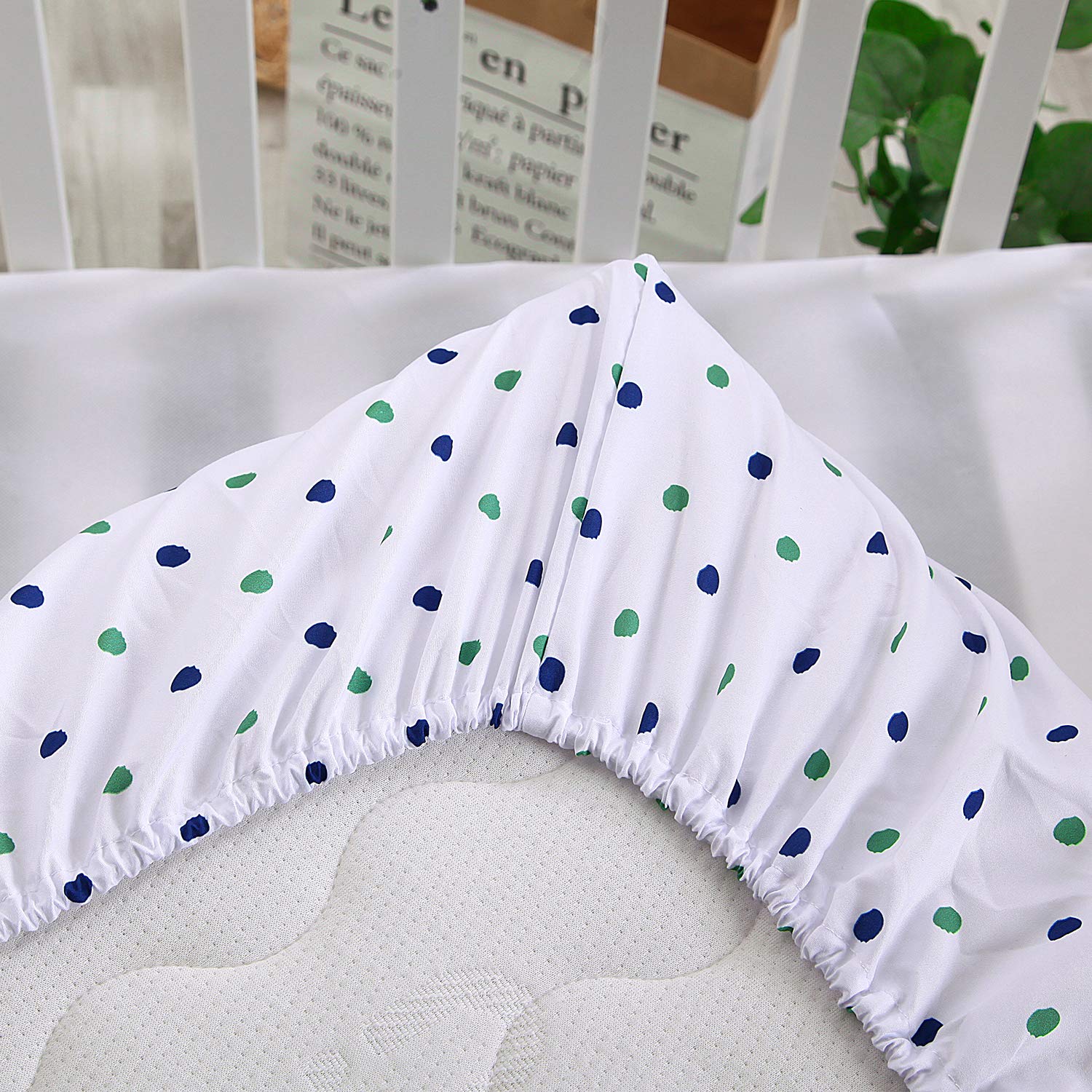 Little Grape Land 3 Piece Baby Crib Bedding Set, Plaid Standard Size Crib Set, Nursery Baby Bedding for Boys & Girls, Crib Sheet, Comforter, Crib Skirt, 28" x 52", Green