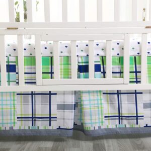 Little Grape Land 3 Piece Baby Crib Bedding Set, Plaid Standard Size Crib Set, Nursery Baby Bedding for Boys & Girls, Crib Sheet, Comforter, Crib Skirt, 28" x 52", Green