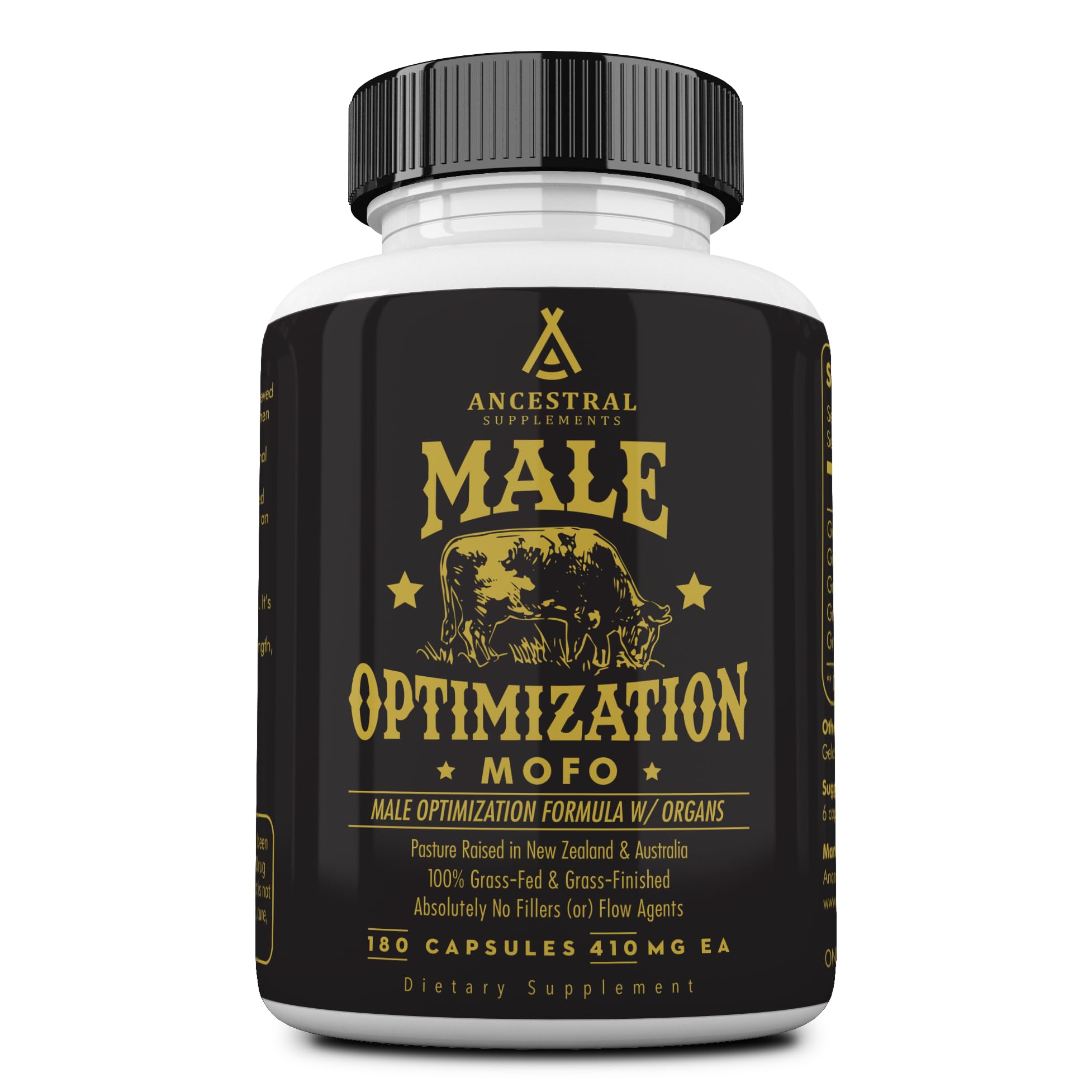 Ancestral Supplements Mofo, Supplements for Men, Support for Test and Energy Levels and Overall Men's Health and Wellness, Non-GMO Grass Fed Beef Organ Supplement with Liver, No Fillers, 180 Capsules