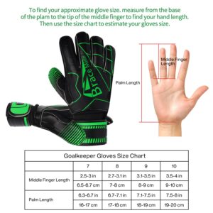 Goalie Gloves for Youth & Adult, Goalkeeper Gloves Kids with Finger Support, Black Latex Soccer Gloves for Men and Women, Junior Keeper Football Gloves for Training and Match