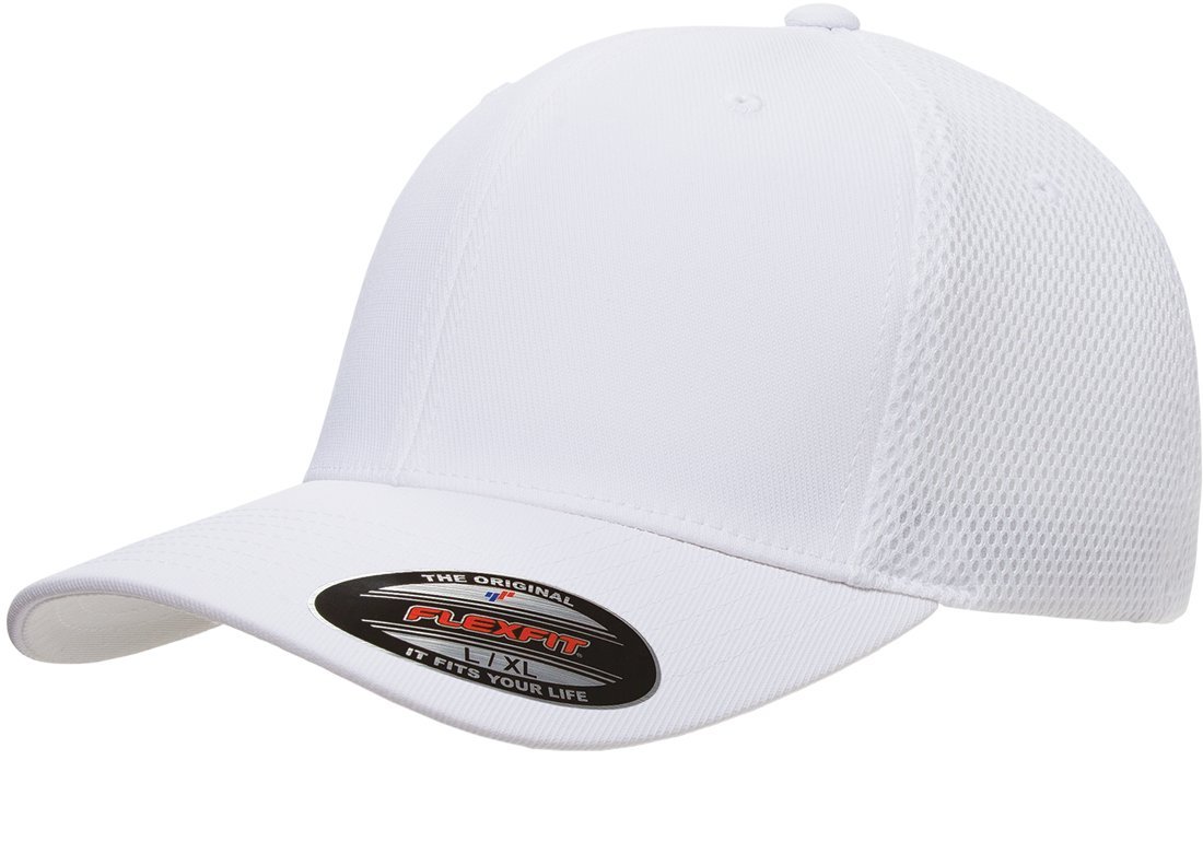 Flexfit Men's Ultrafibre Airmesh Fitted Cap, White, Large/X-Large