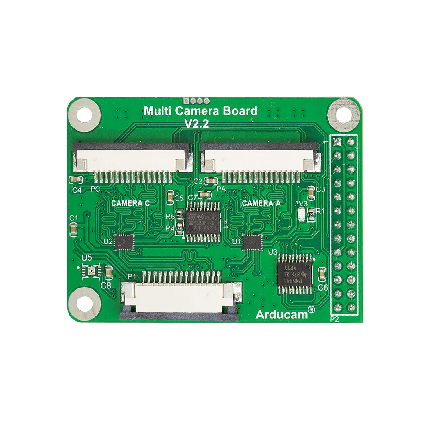 Arducam Multi Camera Adapter Module V2.2 for Raspberry Pi 5, 4B, Compatible with Rasperry Pi Camera Module 3/V2/V1, and 12MP IMX477 Cameras
