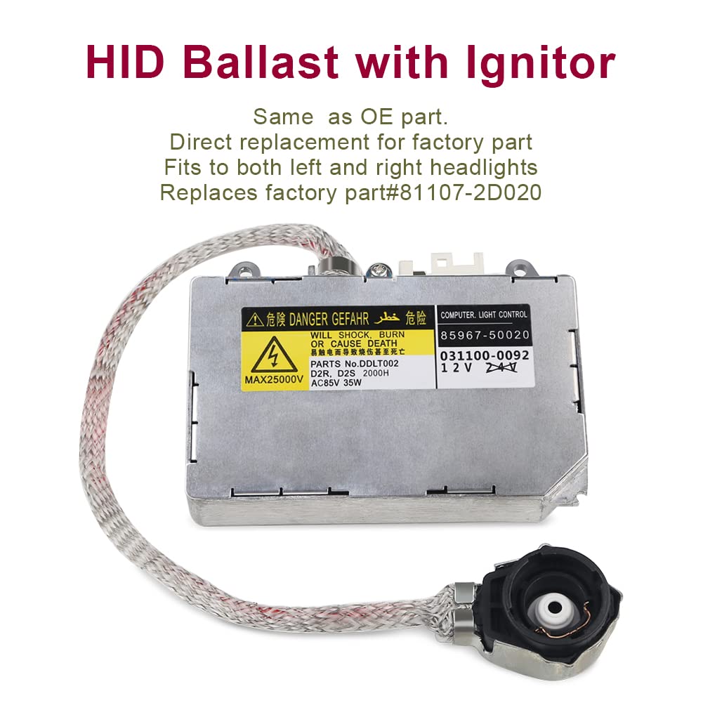 WMPHE Compatible with Headlight Ballast with Ignitor Toyota Prius, Avalon, Sienna, Lexus ES300, ES330, LS430, Lincoln Aviator HID Ballast Replaces 81107-2D020, 85967-0E020, DDLT002, KDLT002