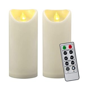 candle idea 2 pcs 3"x7" outdoor waterproof flameless led pillar candles with remote timer, battery operated electric flickering plastic fake candle for halloween christmas lantern decorations (ivory)