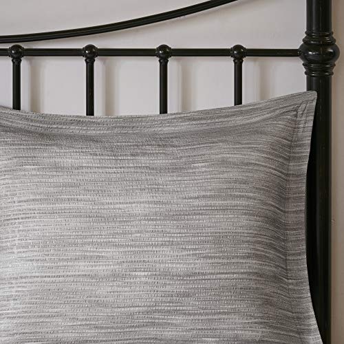 Madison Park Walter Comforter-Luxe Seersucker Print Design All Season Down Alternative Bedding, Matching Shams, Bedskirt, Decorative Pillows, Queen (90 in x 90 in), Grey