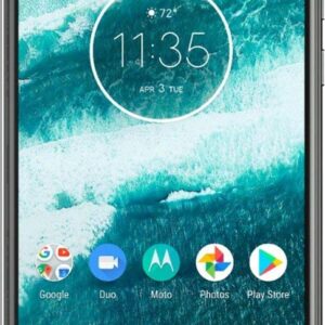 Moto One with Android One (64 GB) 5.9" Max Vision HD+, NFC, Dual Rear Camera, Dual SIM GSM Unlocked Smartphone (International Version) (White, 64GB + 64GB SD Bundle)