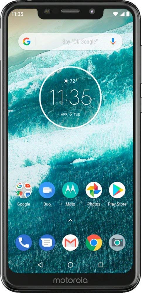 Moto One with Android One (64 GB) 5.9" Max Vision HD+, NFC, Dual Rear Camera, Dual SIM GSM Unlocked Smartphone (International Version) (White, 64GB + 64GB SD Bundle)