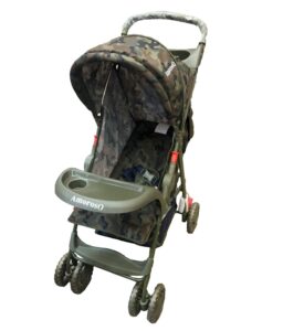 amoroso convenient single stroller 2201 camouflage - foldable light stroller - hood cover canopy for sun shade and light rain protection - with cup holder and bottom storage - (pink/gray)