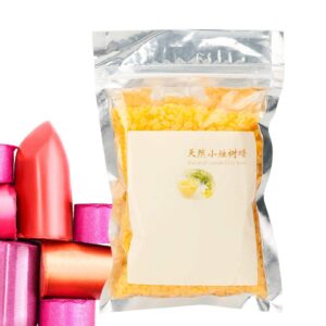 100g natural plant beeswax pellets yellow wax with resealable cupuacu freshness storage bag- food & cosmetic grade 100% natural and pure wax for balm, lipstick making (a lipstick/0.8g wax)
