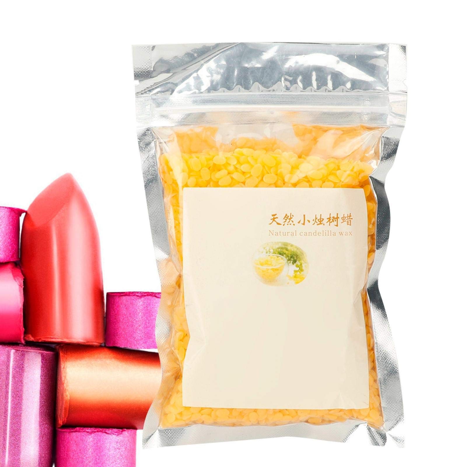 100g Natural Plant Beeswax Pellets Yellow Wax with Resealable Cupuacu Freshness Storage Bag- Food & Cosmetic Grade 100% Natural And Pure Wax For Balm, Lipstick Making (A Lipstick/0.8g Wax)