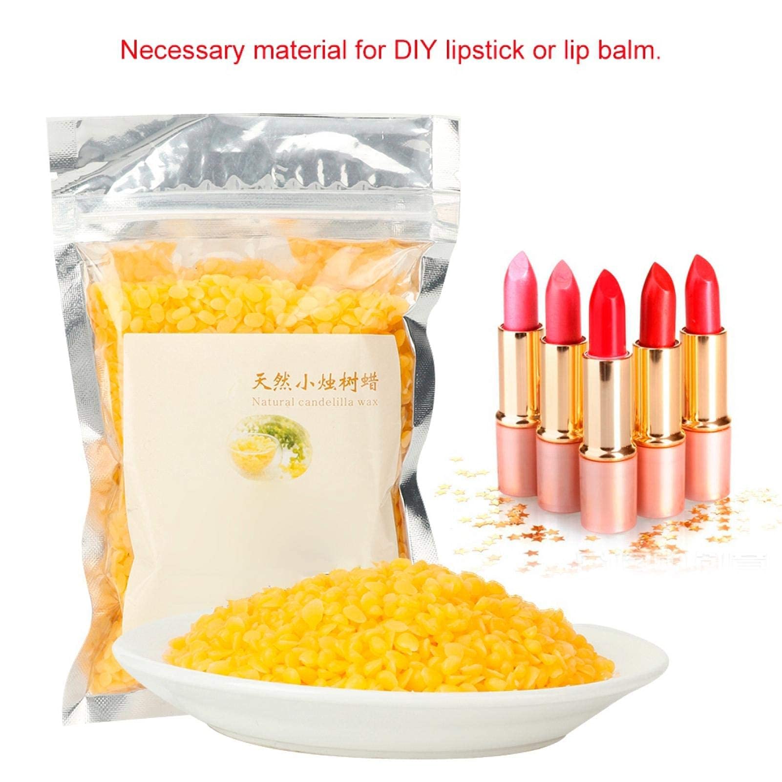 100g Natural Plant Beeswax Pellets Yellow Wax with Resealable Cupuacu Freshness Storage Bag- Food & Cosmetic Grade 100% Natural And Pure Wax For Balm, Lipstick Making (A Lipstick/0.8g Wax)