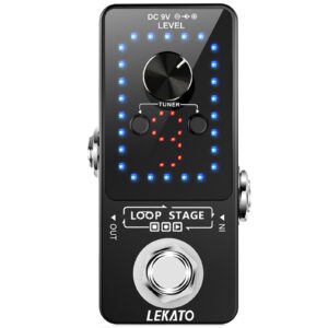 lekato looper guitar pedal guitar loop pedal tuner pedal 9 loops 40 minutes record time unlimited overdubs for electric guitar bass (black)