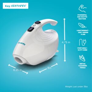 Simplicity Vacuums Flash Mini Handheld Vacuum with Attachments, Powerful Corded Hand Vacuum for Craft and Sewing Projects, Small Vacuum for Car Detailing, F1