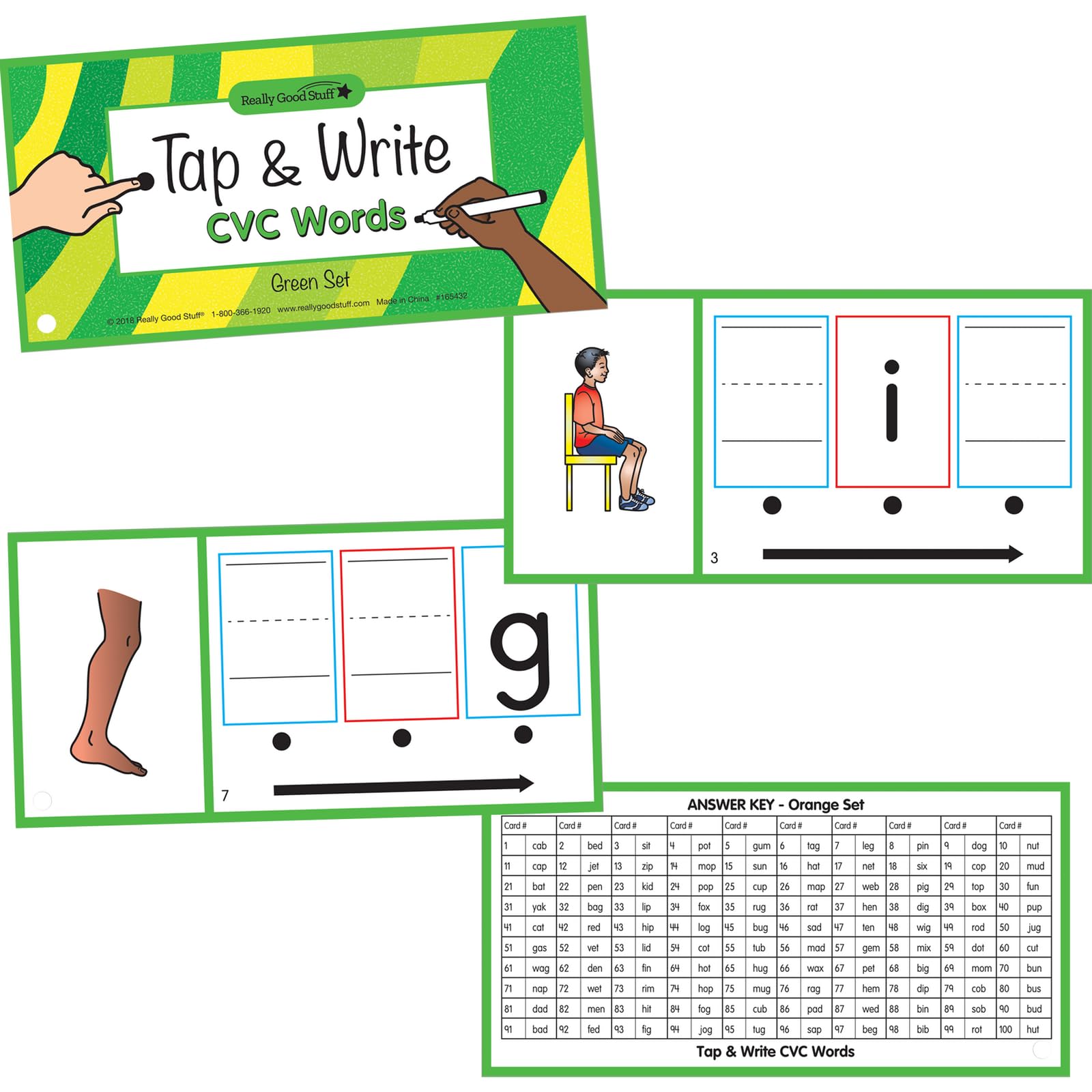 Really Good Stuff Tap and Write CVC Words - 120 Cards