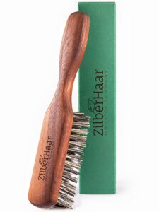 zilberhaar vegan beard brush - stiff bristles - oiled walnut and mexican tampico bristles - animal-free beard grooming product - made in germany