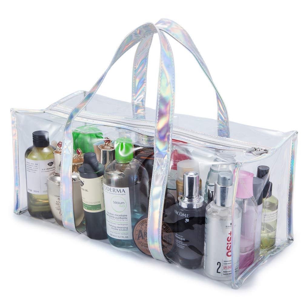 GigabitBest Clear Tote Bag Transparent Bag Stadium Approved Travel Gym See Through Toiletry Bag for Women