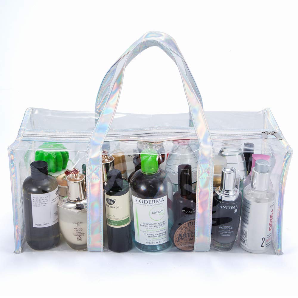 GigabitBest Clear Tote Bag Transparent Bag Stadium Approved Travel Gym See Through Toiletry Bag for Women