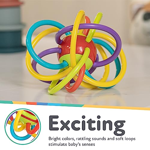 Nuby Lots A Loops Sensory Multicolor Teether and Baby Rattle Toy - 3+ Months - Baby Teething Toy