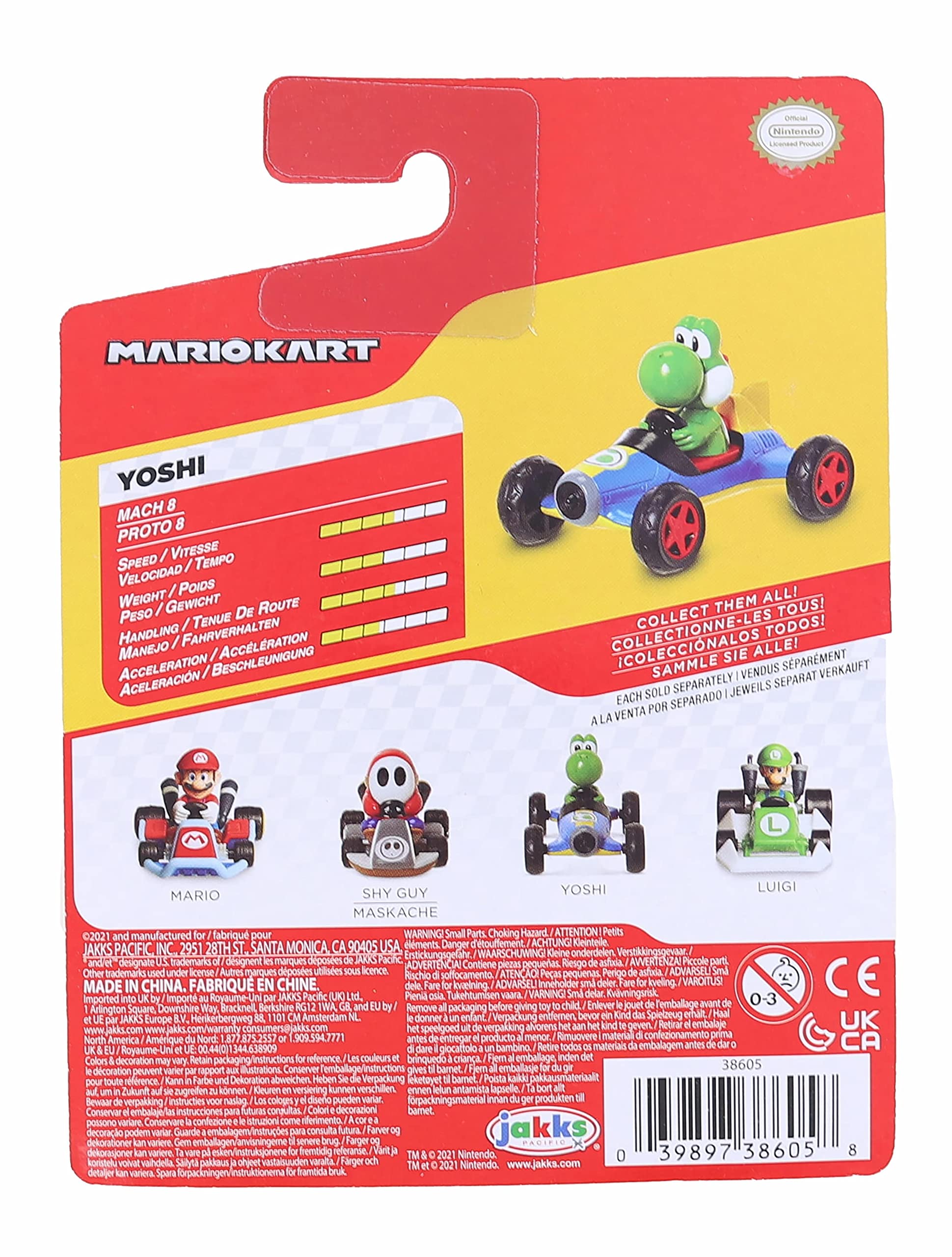 Mario Kart Jakks Nintendo Yoshi in Blue Mach 8 Vehicle 2.5 inch Figure