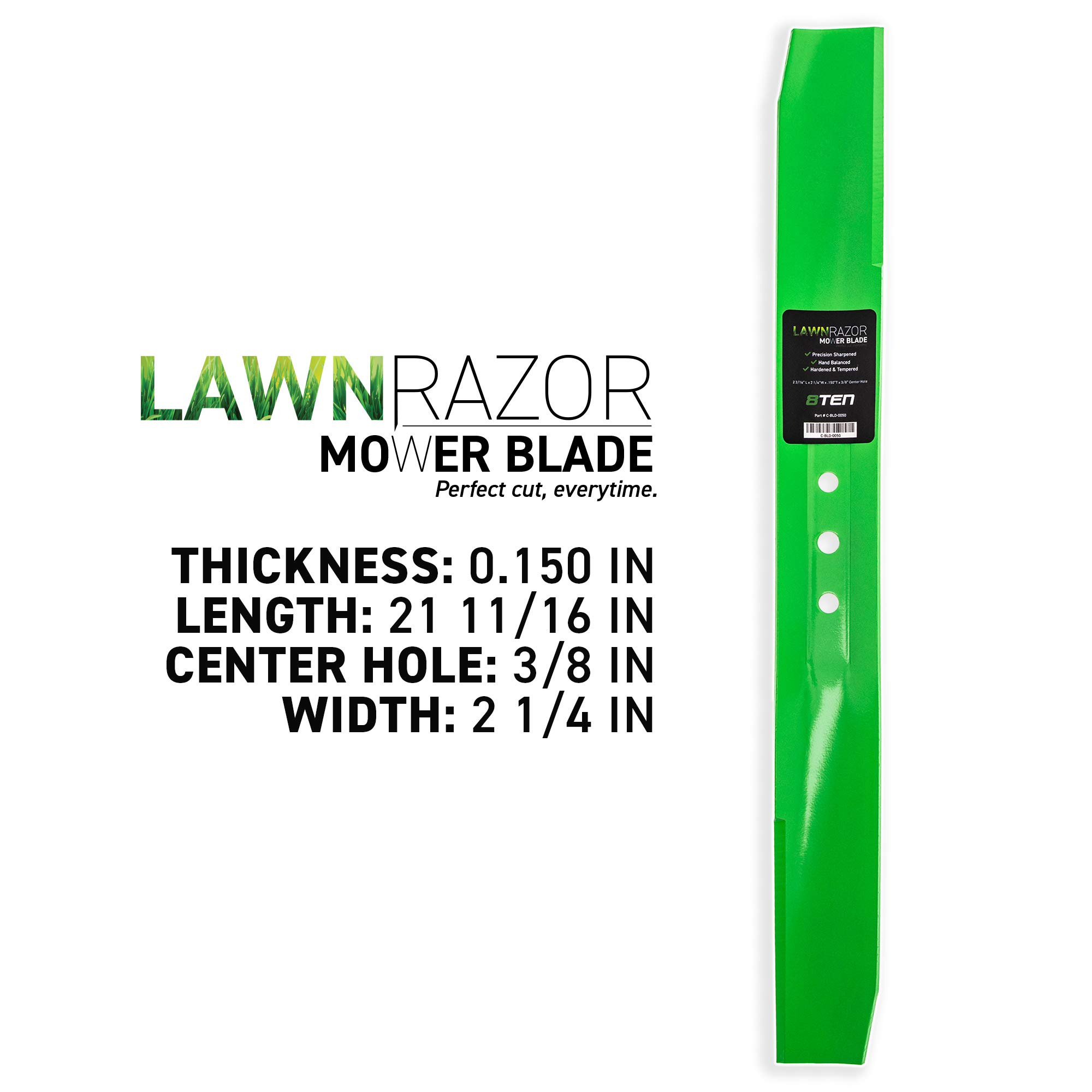 8TEN LawnRAZOR Mower Blade for Toro Recyclers Steel 22 inch Decks 108-9764-03 104-8697-03 131-4547-03 (Medium Lift) 3 Pack