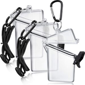 3 pack waterproof id badge holder case waterproof sports case vertical badge holders with lanyard and keychain