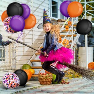 Tatuo 80 Pieces Halloween Balloons Set Confetti Balloons Latex Balloons for Birthday Baby Shower Wedding Graduation 4th of July Decorations, 12 Inch (Black, Orange, Purple)