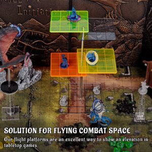 3D Combat Risers Set Colored Acrylic Connected by Metal Pillars Flying Miniature Flight Stand with 1 Inch SquareGrid Great Wargame Space for D&D and Other Tabletop RPG