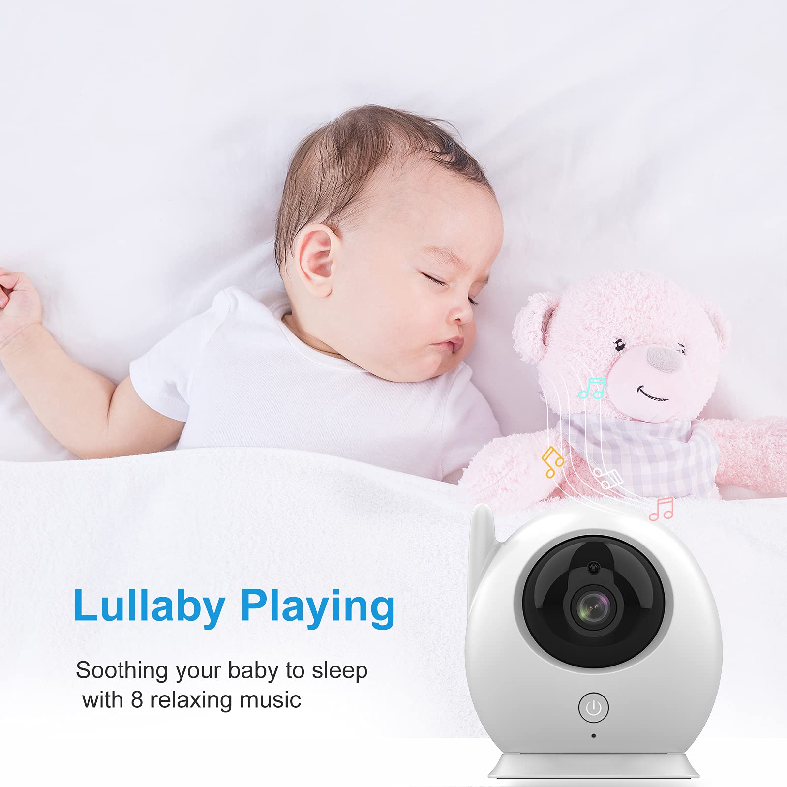 MYPIN Video Baby Monitor with Camera and Audio, Wireless Monitor Camera with 4.3 Inch LCD Screen Night Vision/Two-Way Talk/Temperature Monitor/Lullaby