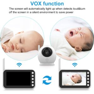 MYPIN Video Baby Monitor with Camera and Audio, Wireless Monitor Camera with 4.3 Inch LCD Screen Night Vision/Two-Way Talk/Temperature Monitor/Lullaby