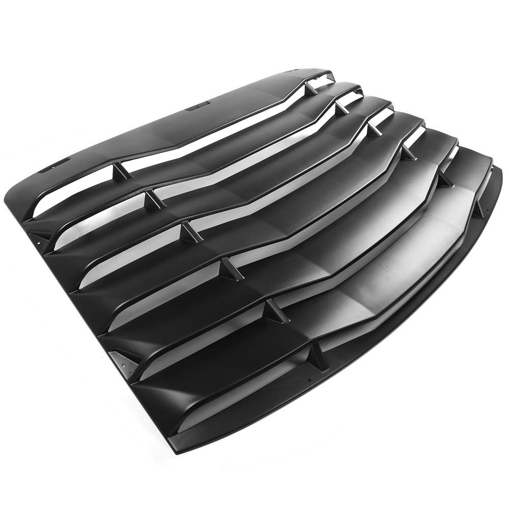 IKON MOTORSPORTS, Window Louver Compatible with 1999-2004 Ford Mustang, IKON Style ABS Rear Sun Shade Windshield Cover Black