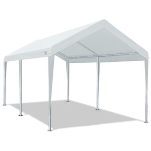 advance outdoor adjustable 10x20 ft heavy duty carport car canopy garage boat shelter party tent, adjustable height from 9.5 ft to 11 ft, white