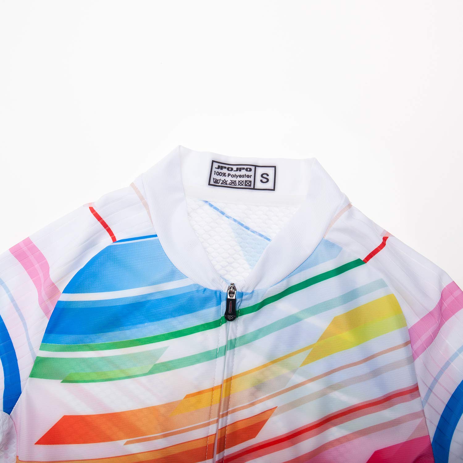 Weimostar Women's Cycling Jersey Short Sleeve Bike Biking Shirts Full Zipper Bicycle Tops Cycling Clothes Pockets Reflective Rainbow White Size XXL