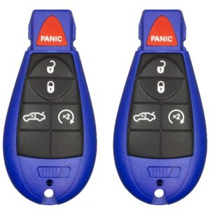2 new blue 4 buttons keyless entry remote start car key fob fobik shell / case m3n5wy783x, iyzc01c for 300 challenger charger durango jeep grand cherokee - (no electronics or chip inside)