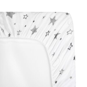 TL Care Fitted Mini Crib Sheet 24" x 38", Soft Breathable Neutral 100% Cotton Jersey Portable Sheet, Super Stars, for Boys and Girls, Fits Most Pack N Play and Mini Crib Mattresses