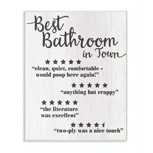 stupell industries five star bathroom funny word black and white textured design wall plaque, 12 x 18, multi-color