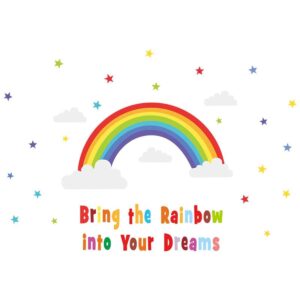 Bamsod Rainbow Wall Sticker Kids Wall Decal Art Girls Star Bedroom Nursery Home Decor 16.5x32.6 inch