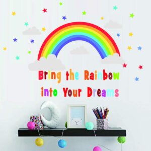 Bamsod Rainbow Wall Sticker Kids Wall Decal Art Girls Star Bedroom Nursery Home Decor 16.5x32.6 inch