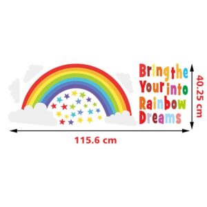 Bamsod Rainbow Wall Sticker Kids Wall Decal Art Girls Star Bedroom Nursery Home Decor 16.5x32.6 inch