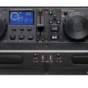 Gemini CDX-2250i Pro DJ Dual Two Deck Rack Mount CD/MP3 Media Player w/USB Bundle with RockvilIe RWM1203VHWireless Dual Handheld Microphone System/Digital Display