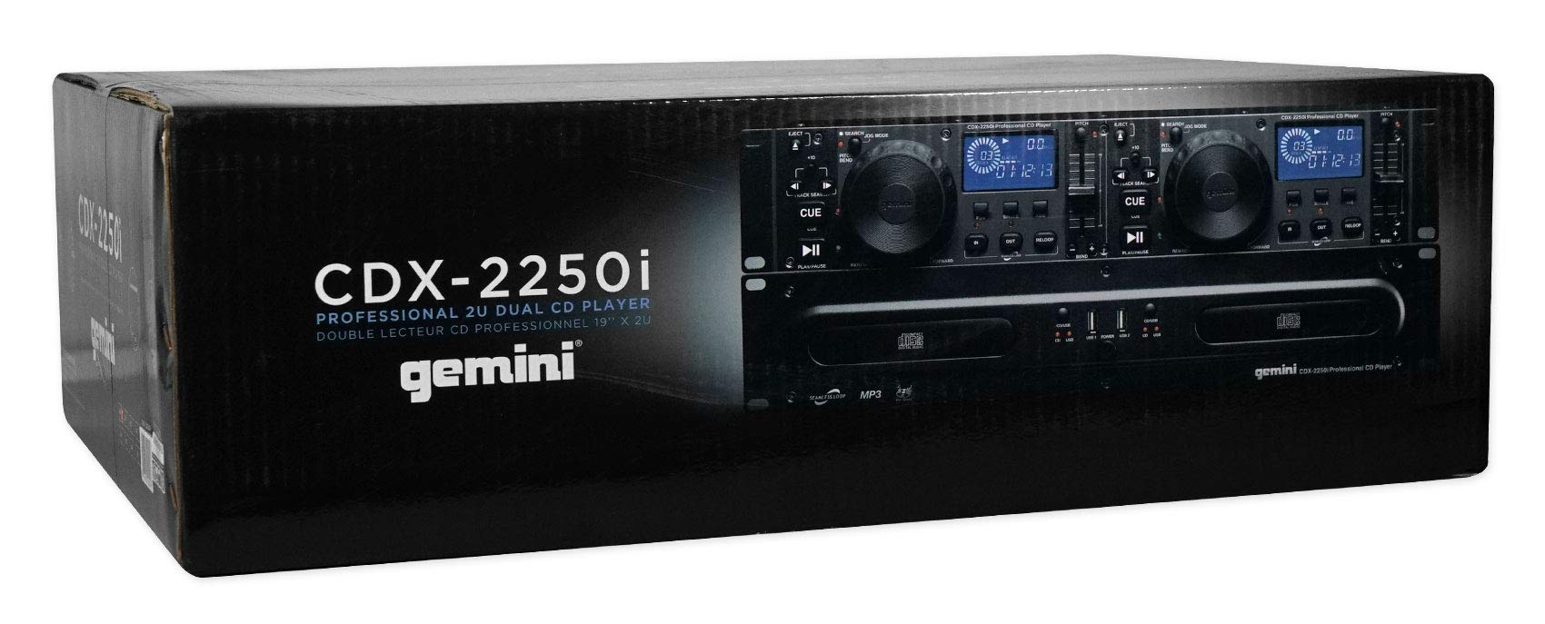 Gemini CDX-2250i Pro DJ Dual Two Deck Rack Mount CD/MP3 Media Player w/USB Bundle with RockvilIe RWM1203VHWireless Dual Handheld Microphone System/Digital Display