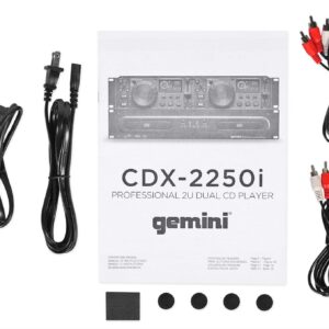 Gemini CDX-2250i Pro DJ Dual Two Deck Rack Mount CD/MP3 Media Player w/USB Bundle with RockvilIe RWM1203VHWireless Dual Handheld Microphone System/Digital Display