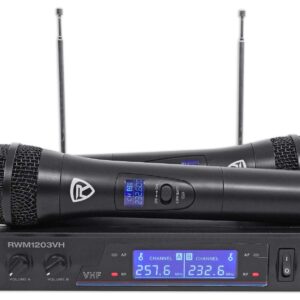 Gemini CDX-2250i Pro DJ Dual Two Deck Rack Mount CD/MP3 Media Player w/USB Bundle with RockvilIe RWM1203VHWireless Dual Handheld Microphone System/Digital Display