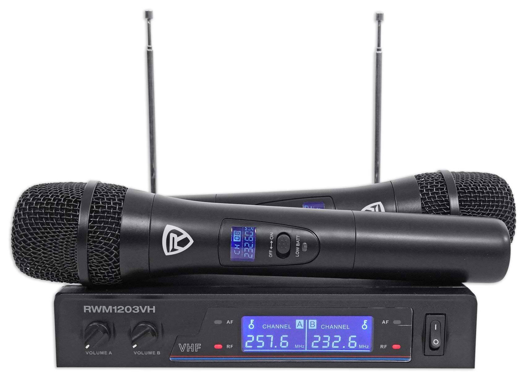 Gemini CDX-2250i Pro DJ Dual Two Deck Rack Mount CD/MP3 Media Player w/USB Bundle with RockvilIe RWM1203VHWireless Dual Handheld Microphone System/Digital Display