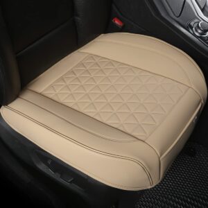 black panther luxury faux leather car seat cover front bottom seat cushion cover, anti-slip and wrap around the bottom, fits 95% of vehicles - 1 piece,beige